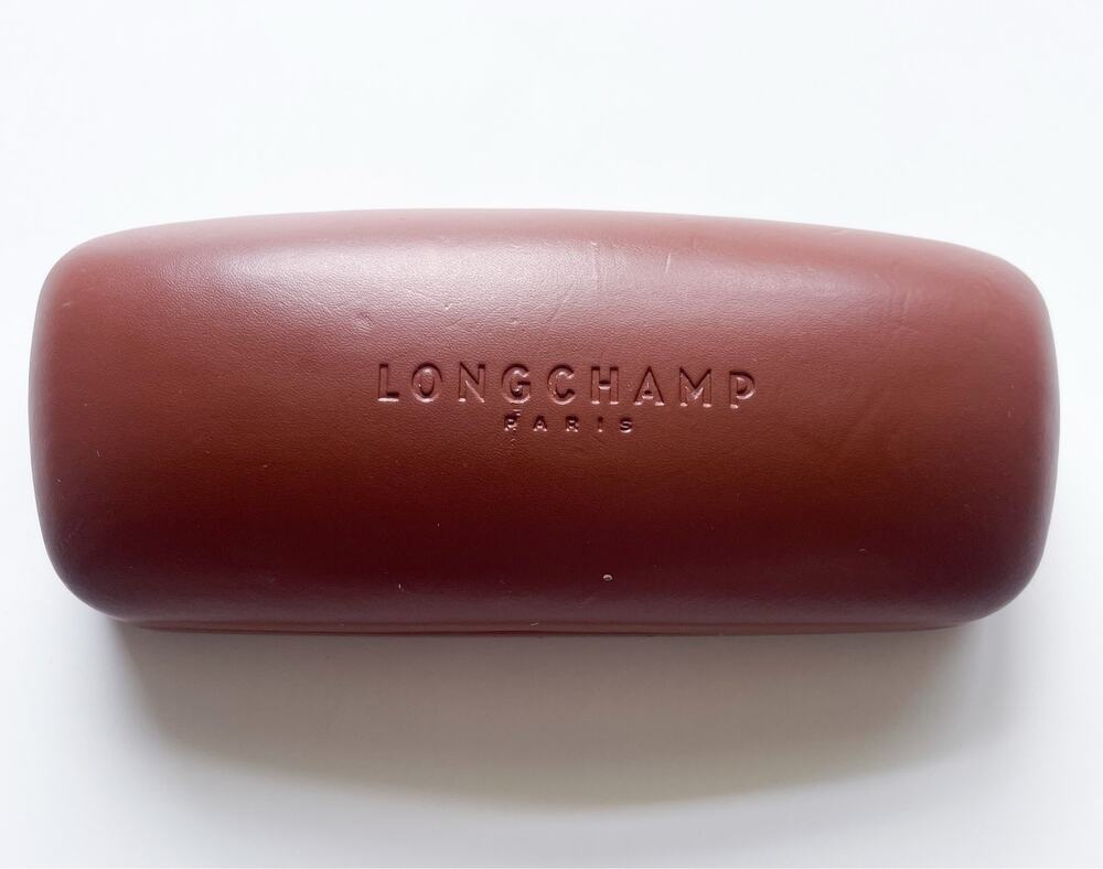Brown Longchamp Hard Clam Shell Glasses Case